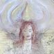 Painting signed pastel gold “Buddha woman” ZEN