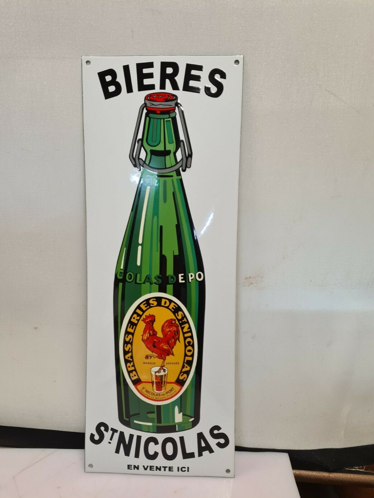 Plaque émaillée bière st nicolas
