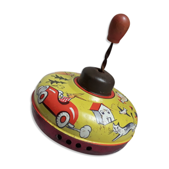 Old spinning top made of lithographed sheet metal