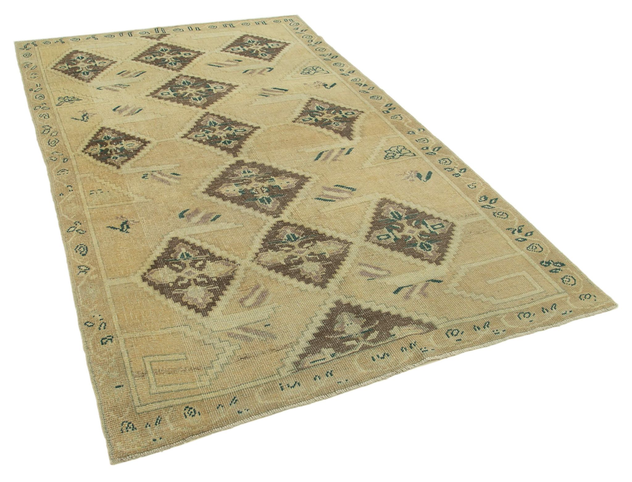 1960s handmade oriental beige rug 154 cm x 247 cm