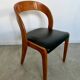 Lot 4 chairs in curved wood and leather design Baumann gondola model 60s vintage