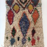 Moroccan Berber carpet Boucherouite with colored diamonds 200x152cm