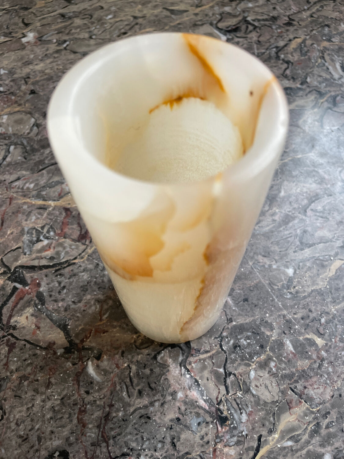 Vase vintage en onyx 1970