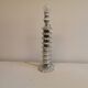 Table lamp made of transparent crystal glass and silver colored spacers.