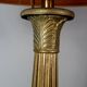 Ancien flambeau bronze laiton monté en lampe avec abat-jour, 44 cm C676