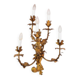 Large Italian gilded iron wall lamp 5 arms circa 1930