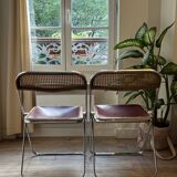 Pair of "Plia" caned chairs by Giancarlo Piretti