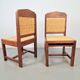 Dutch Art Deco Haagse School Oak and Rattan Webbing Chairs, 1930s, Set of 2
