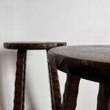 Duo de tabourets hauts ciselés brutalistes