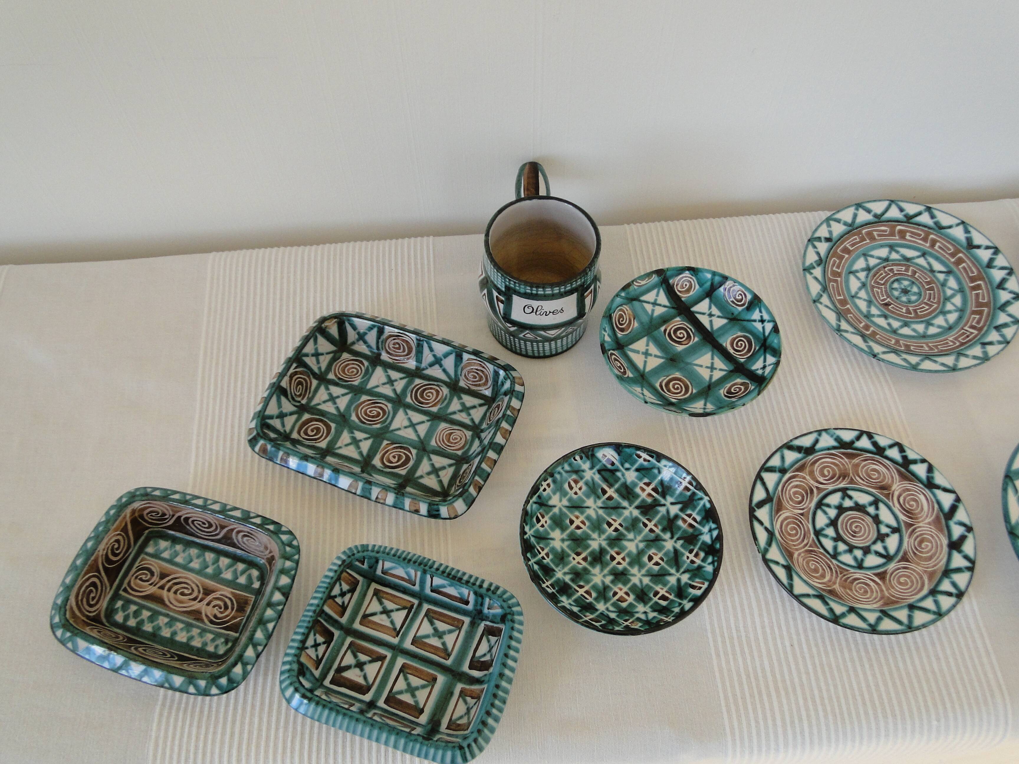 Robert Picault Vallauris France set of 12 Mid Century ceramics