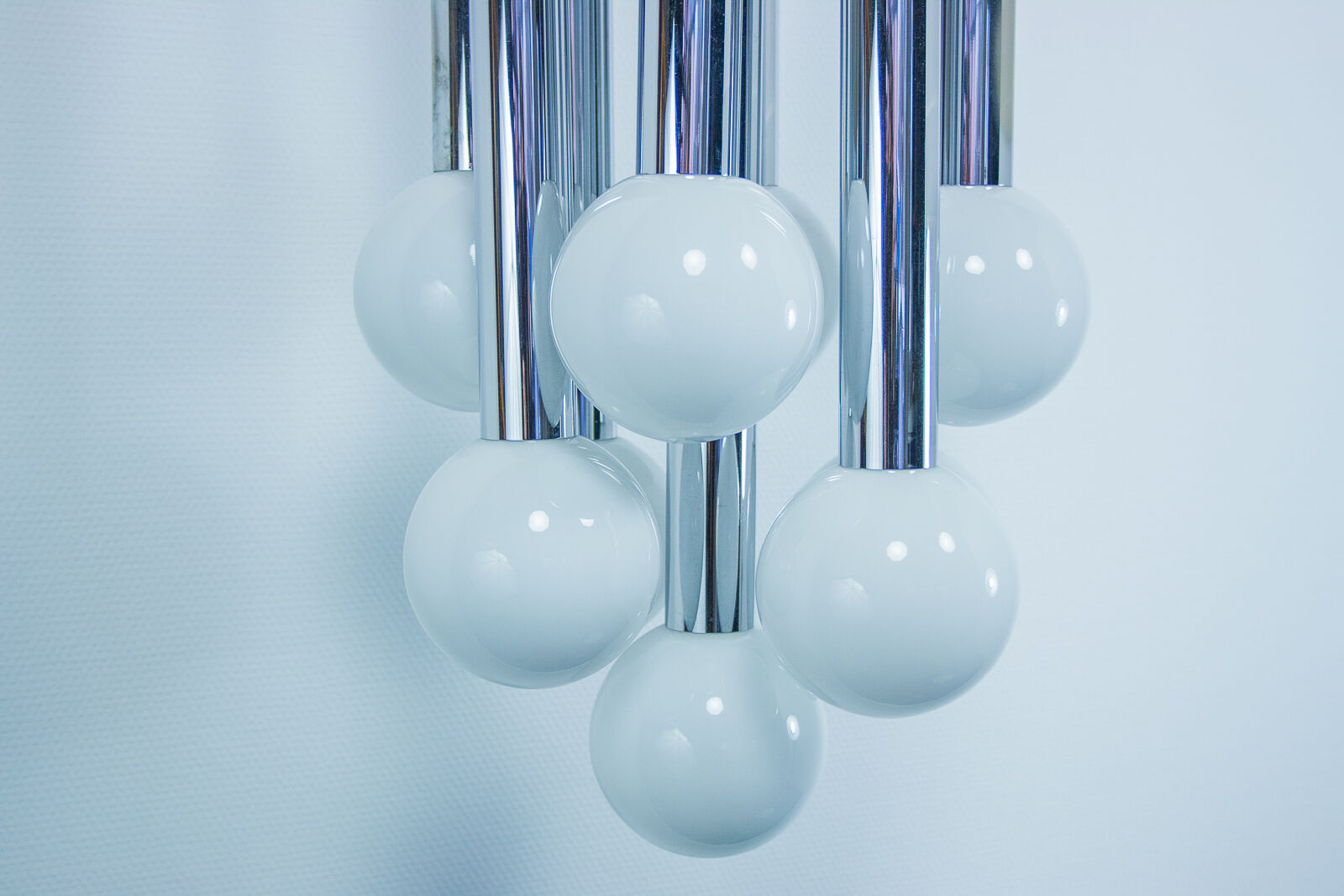 Suspension vintage with 9 bulbs in frosted glass 1960