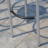 2 "Calligaris" bar stools with chrome metal and refurbished seats.