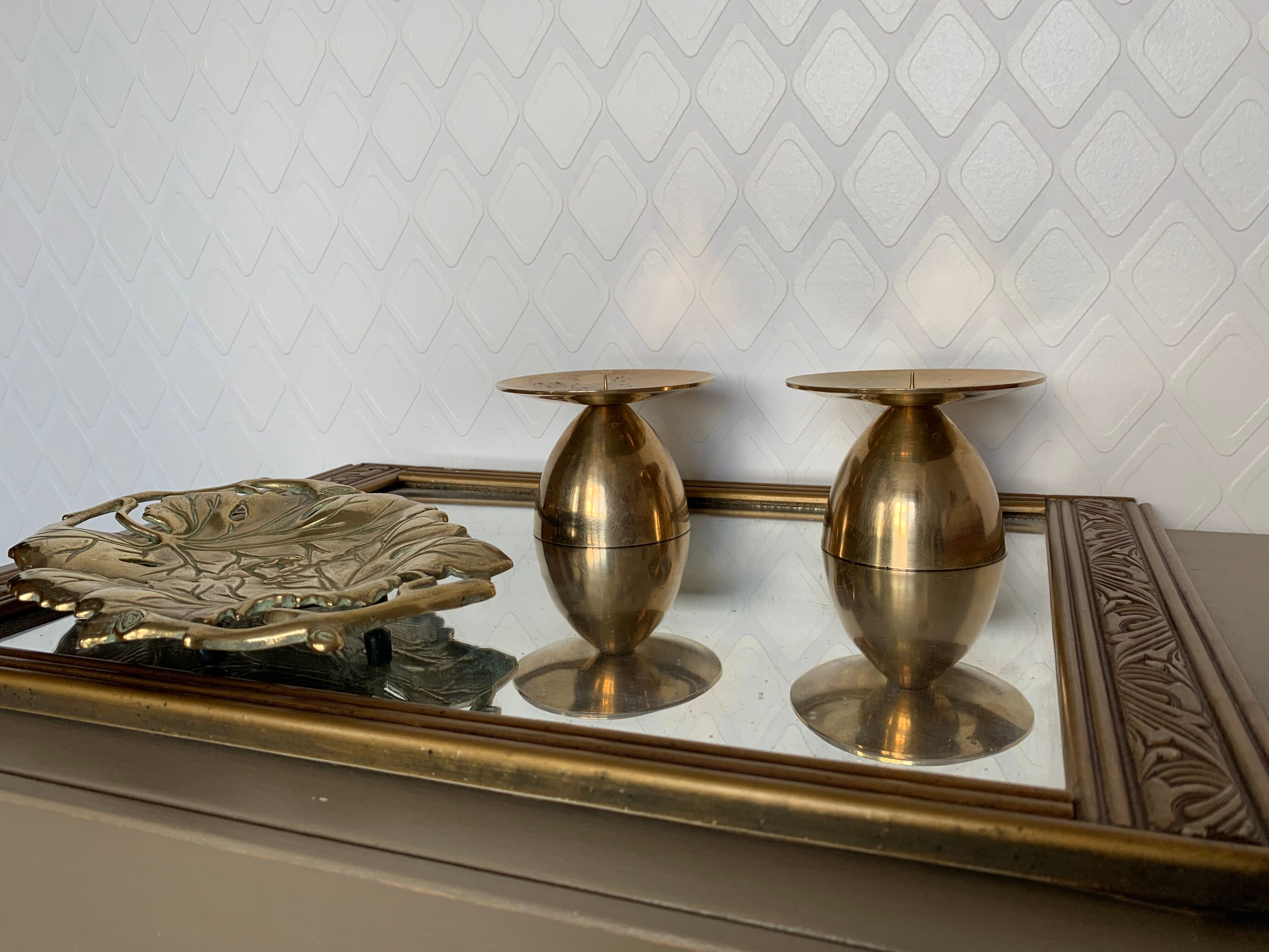 Set of brass candlesticks