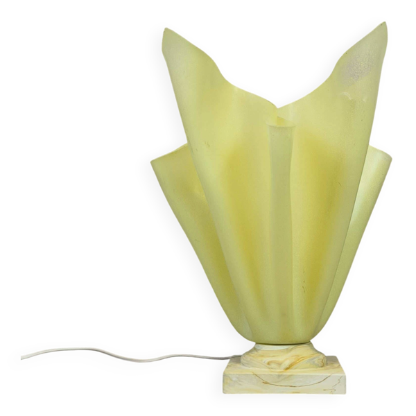 Lampe à poser Corolle jaune vintage