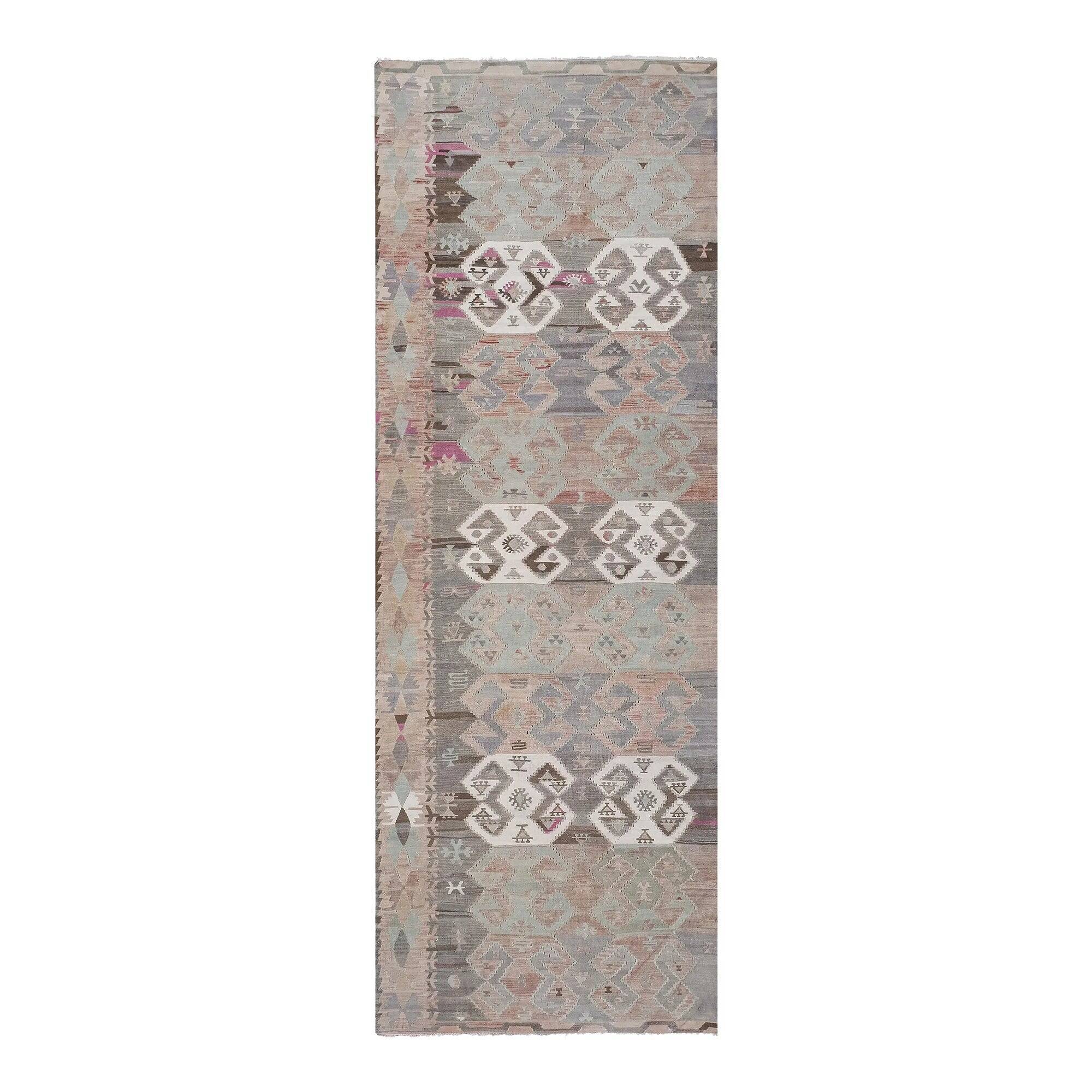 Vintage Turkish hallway rug 142x419 cm