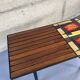 Table basse mid-century, teck, acier et pierre de lave