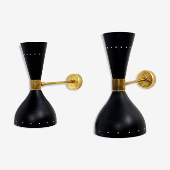 Pair wall lamps italian black