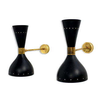 Pair wall lamps italian black