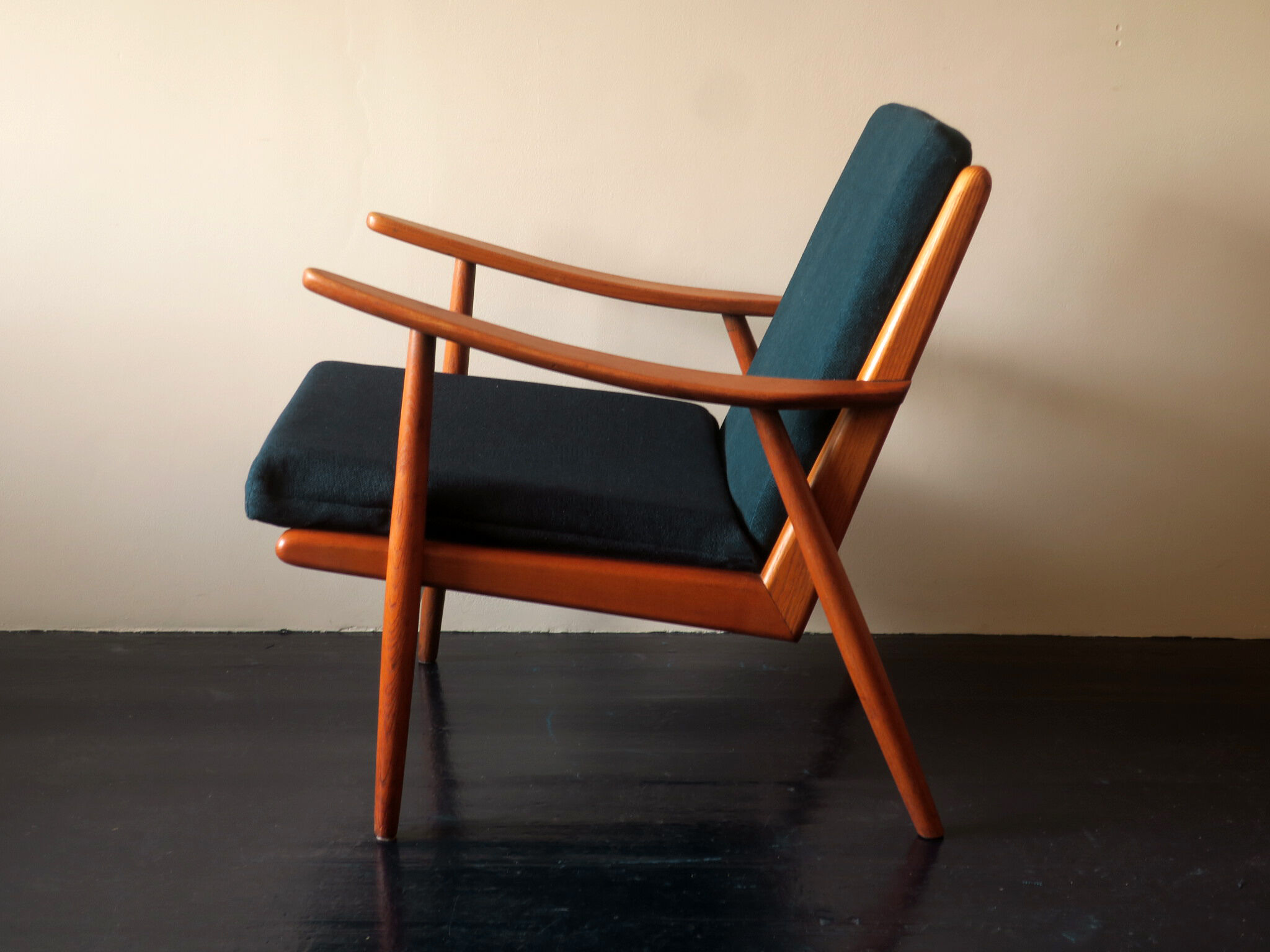 Scandinavian armchair with sea blue-green covers 1950s