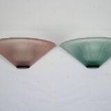 Pair of De Majo sconces in thick pink and green murano glass. Italy 1980s