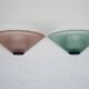 Paire d'appliques De Majo en verre de Murano épais rose et vert. Italie, années 1980.