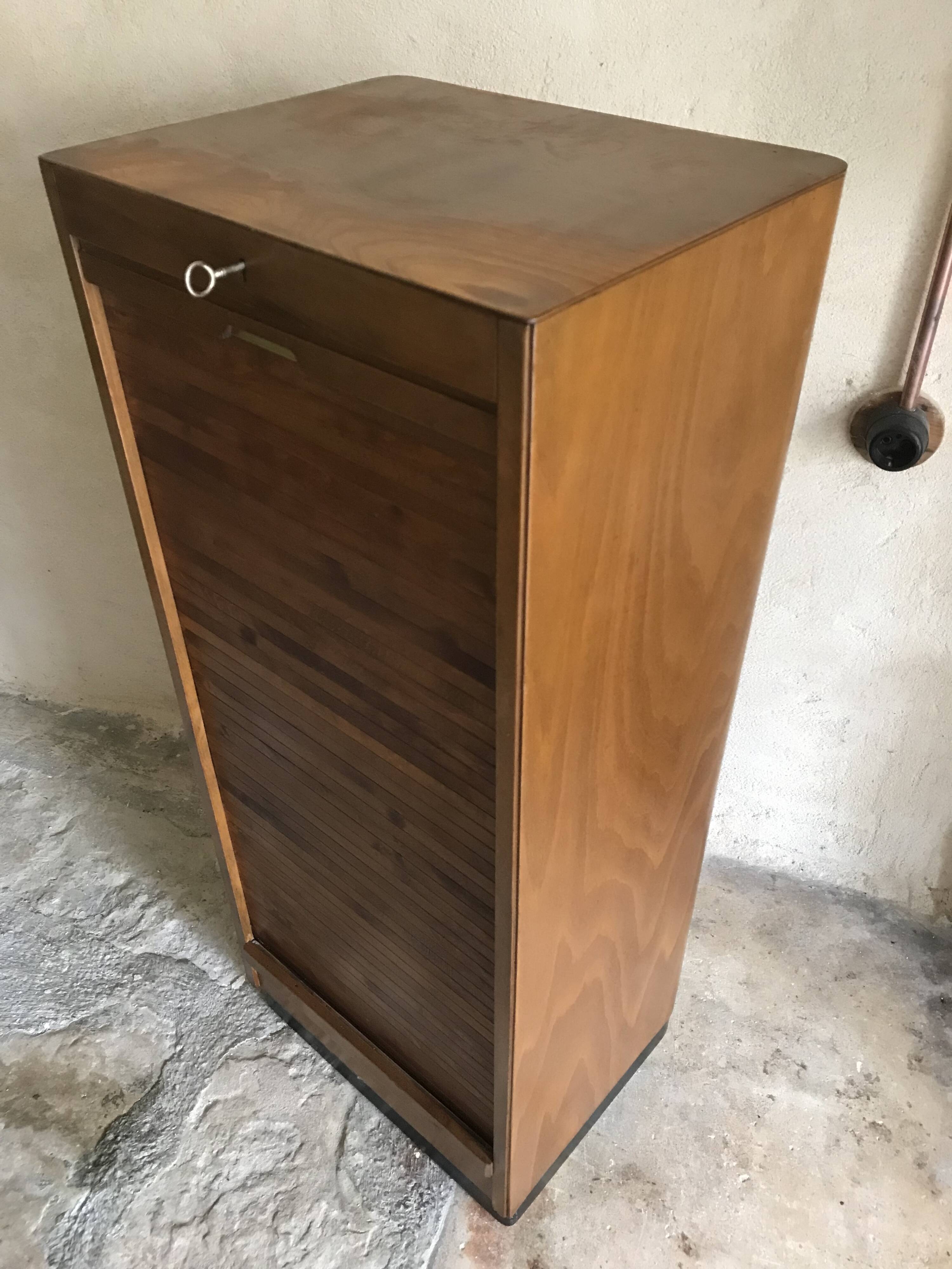 Vintage sliding curtain file cabinet 1950-1970