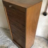 Vintage sliding curtain file cabinet 1950-1970