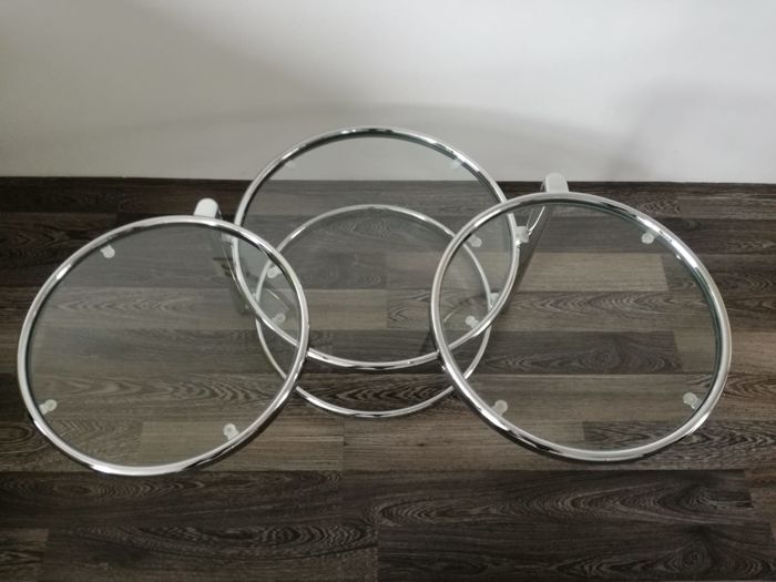 Steel coffee table and leitmotiv glass-swivel