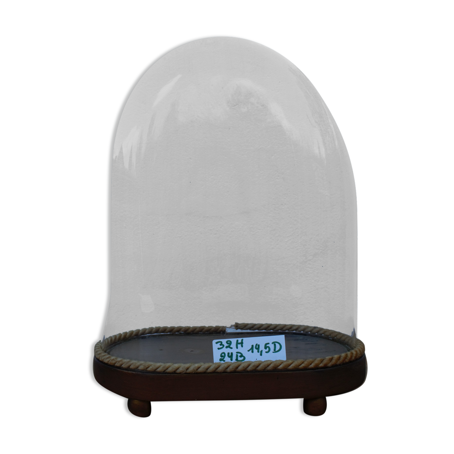 Antique wedding globe in oval glass 32 cm high