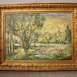 Oil on cardboard Impressionist style landscape