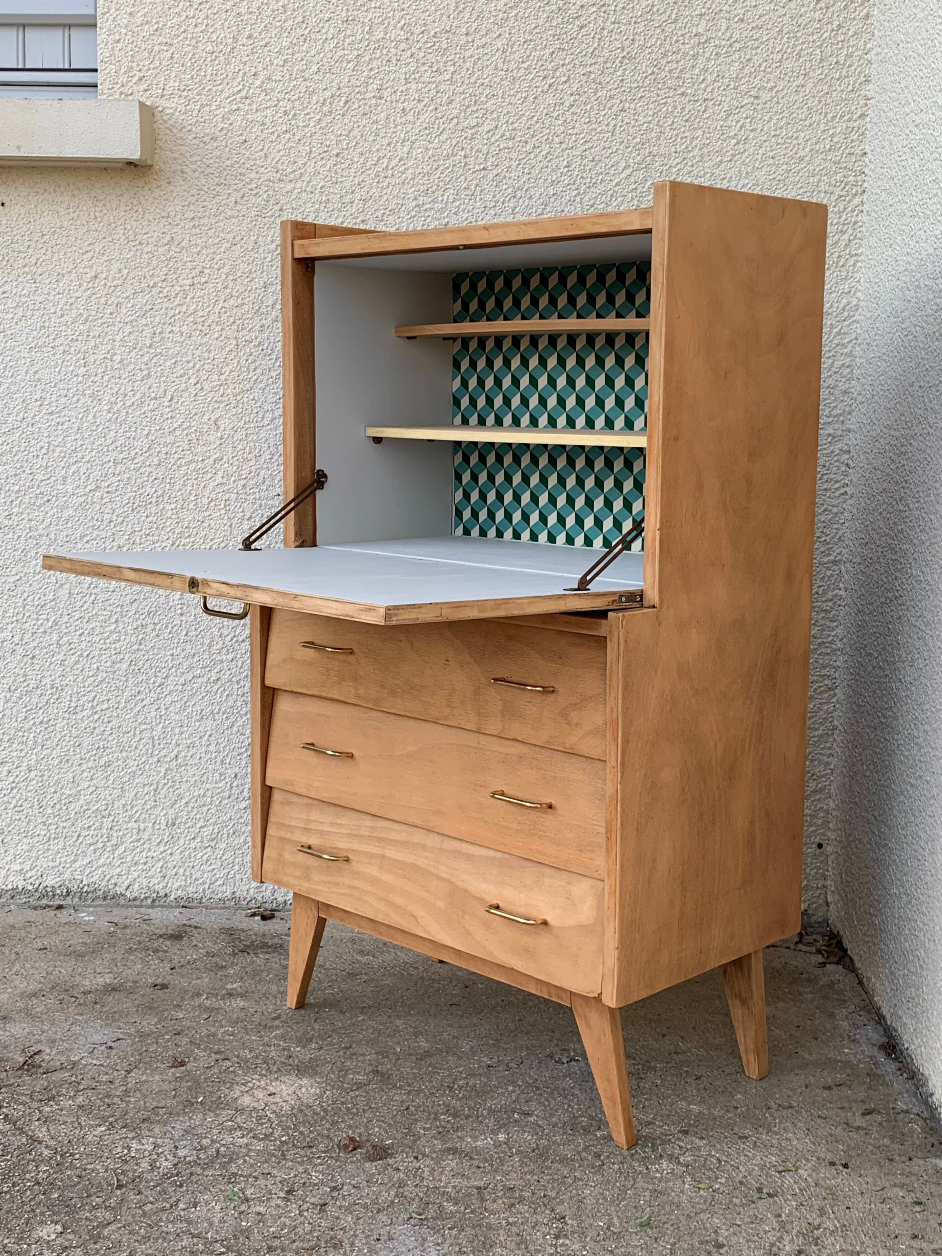 Secretary dresser vintage compass feet 1950