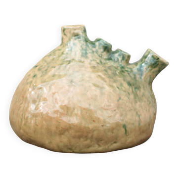 Vintage glazed ceramic soliflore, La Borne pottery, countryside, brutalist.
