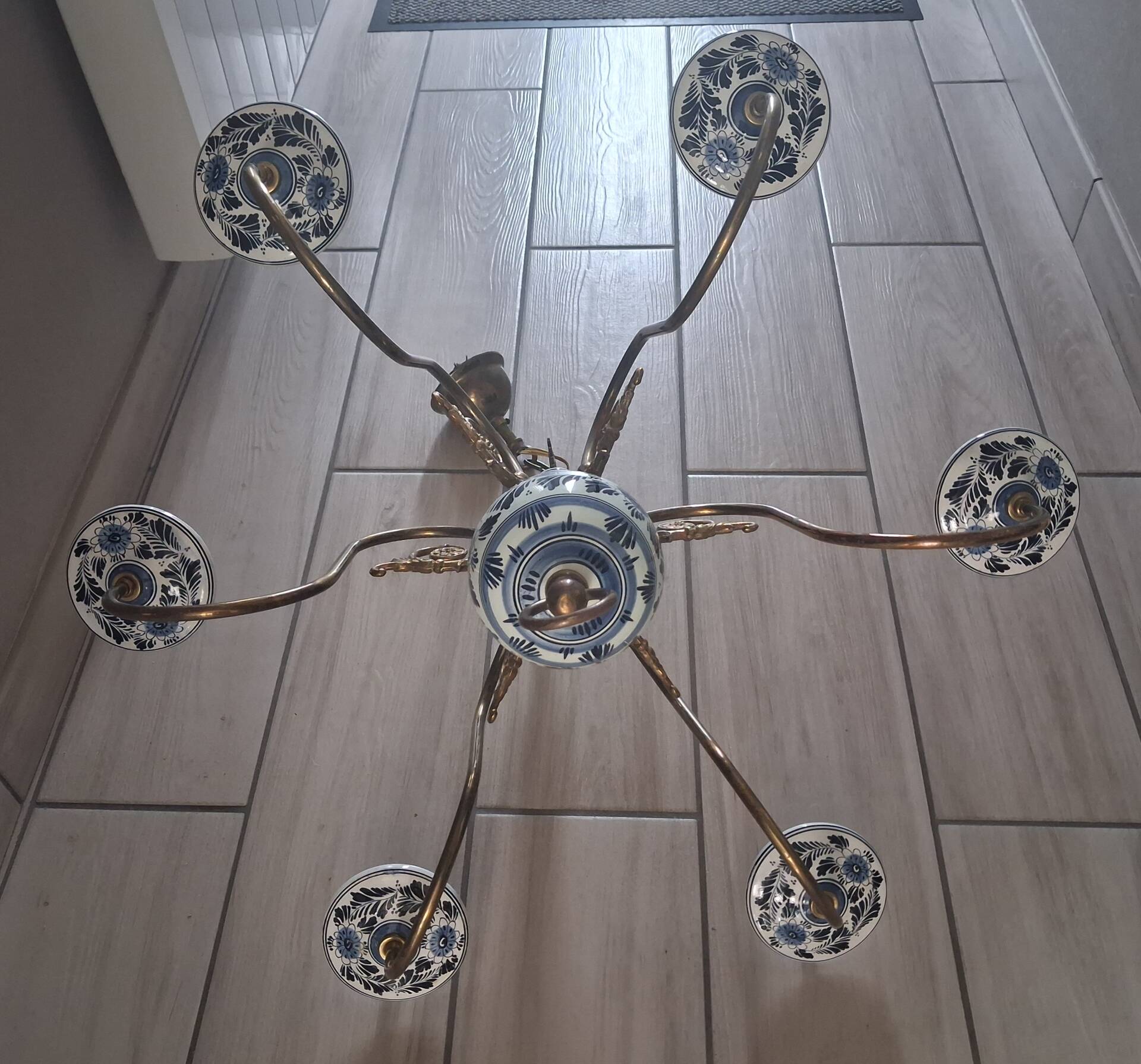 Lustrous 1950s brass porcelain