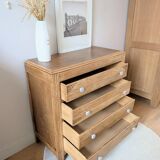 Art Deco chest of drawers in oak and porcelain