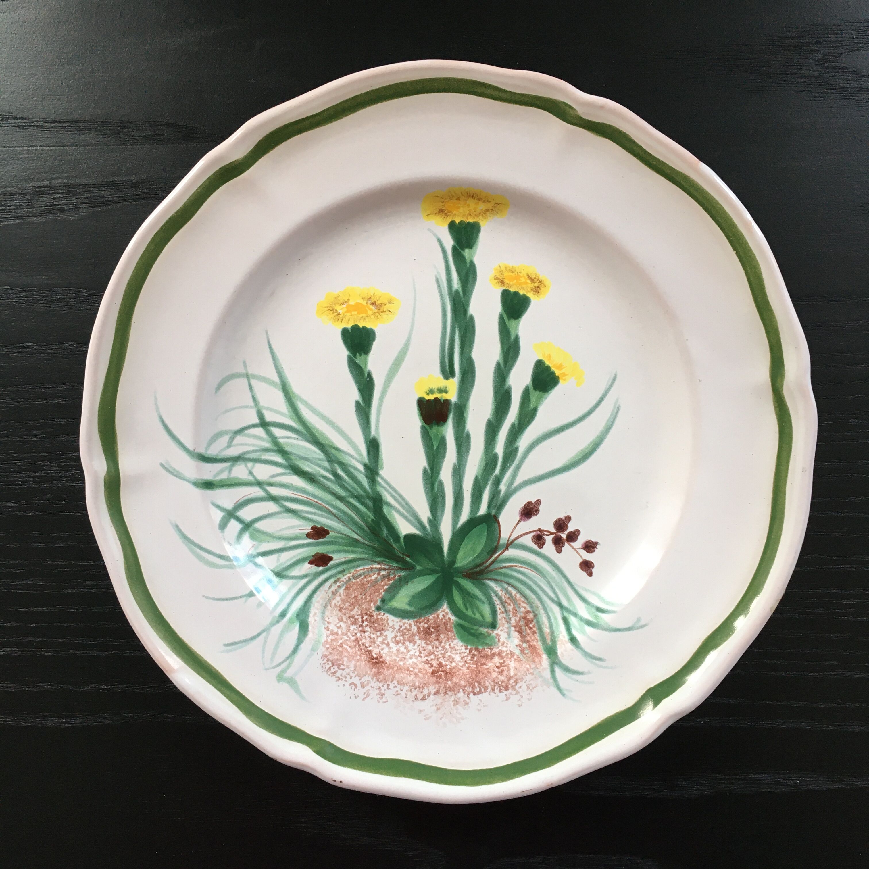 Provencal plate decoration yellow thistles
