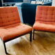 Paire chauffeuses scandinaves vintage