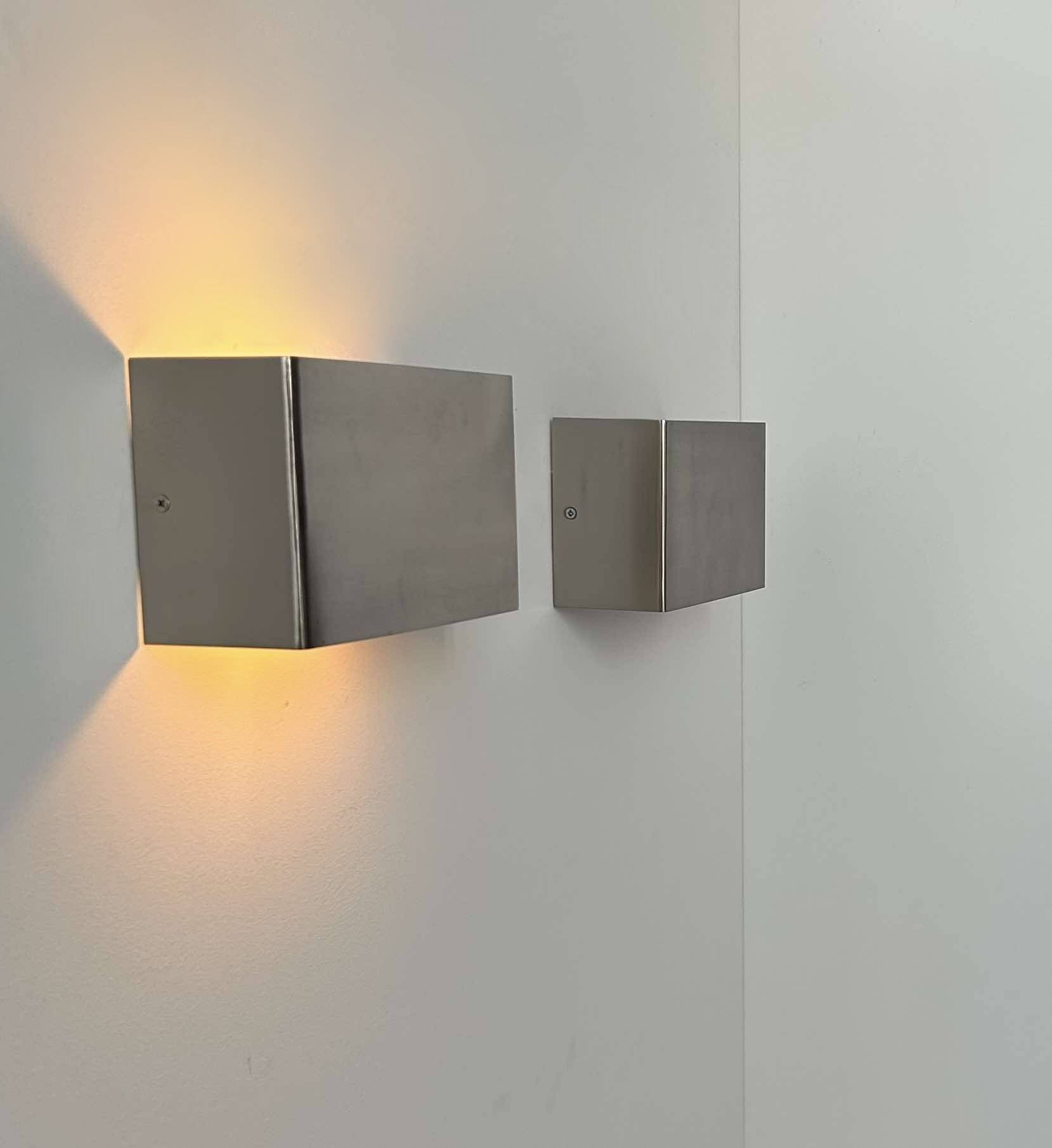 Pair of vintage wall lights, brushed metal, France 1970