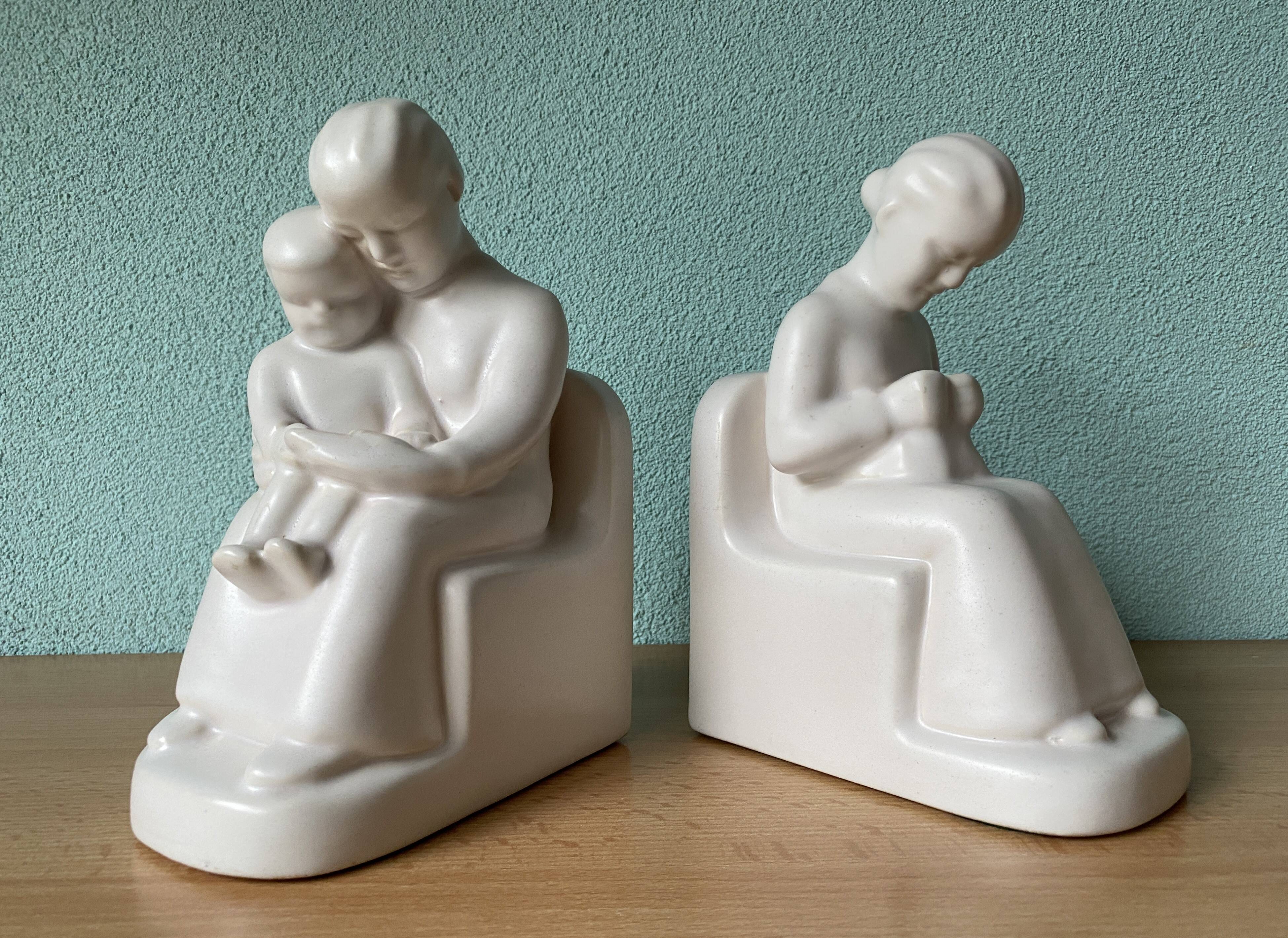 Dutch Schoonhoven ceramic bookends by Fancoise Carbius for NBC