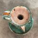 Hand candleholder in enamelled ceramic, polychrome paint, art deco, numbered