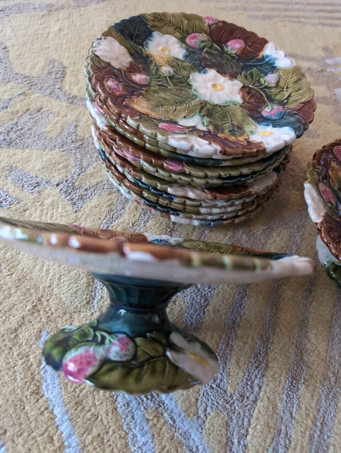 Antique slip dessert service