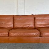 Mid century vintage danish mogens hansen 3 person sofa in coganc leather