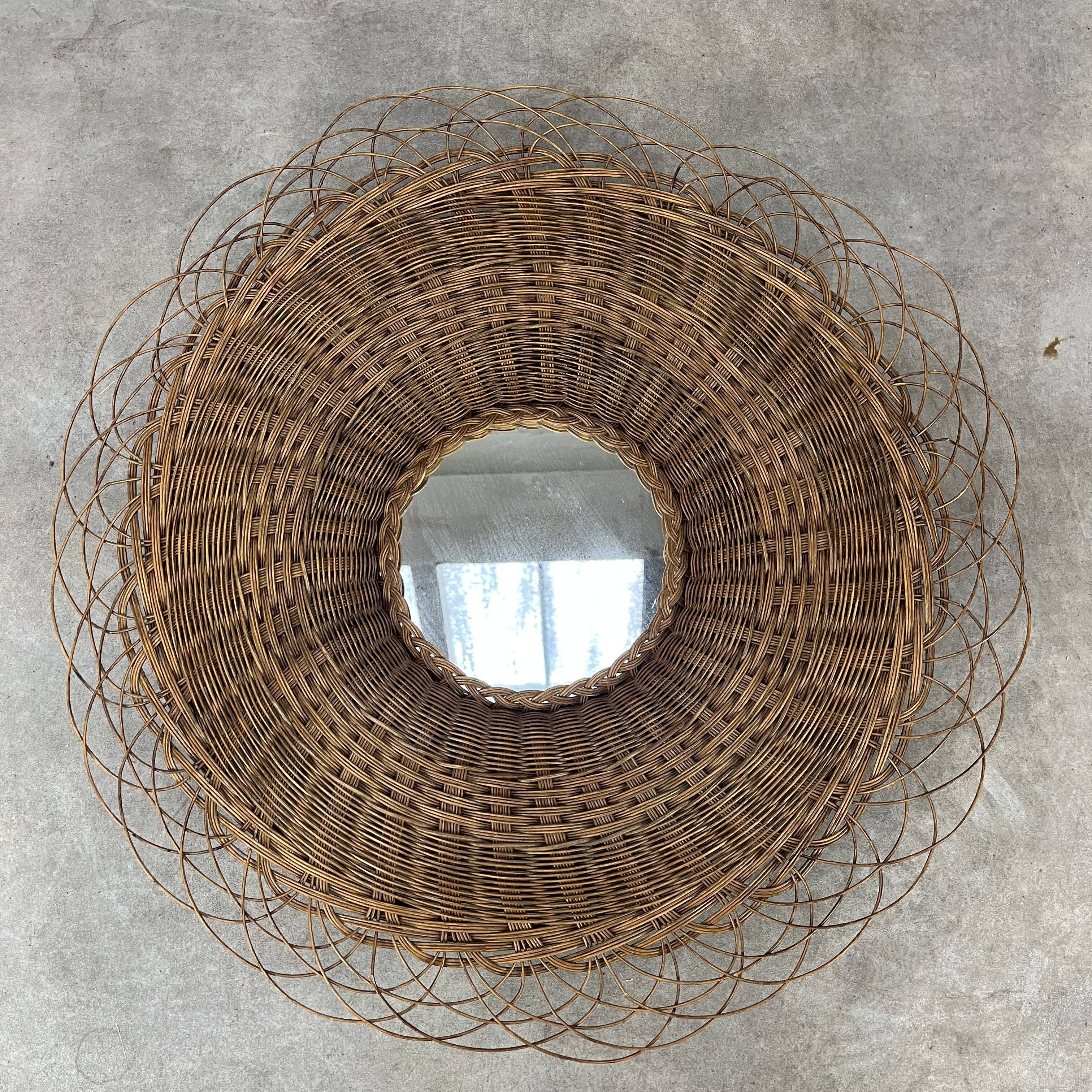 Rattan sun mirror 70 cm 60s