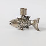 Vintage silver plated koi fish candle holder