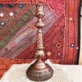 Red copper candle holder with punches