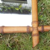 Old turned wood mirror, bamboo imitation.