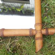Old turned wood mirror, bamboo imitation.