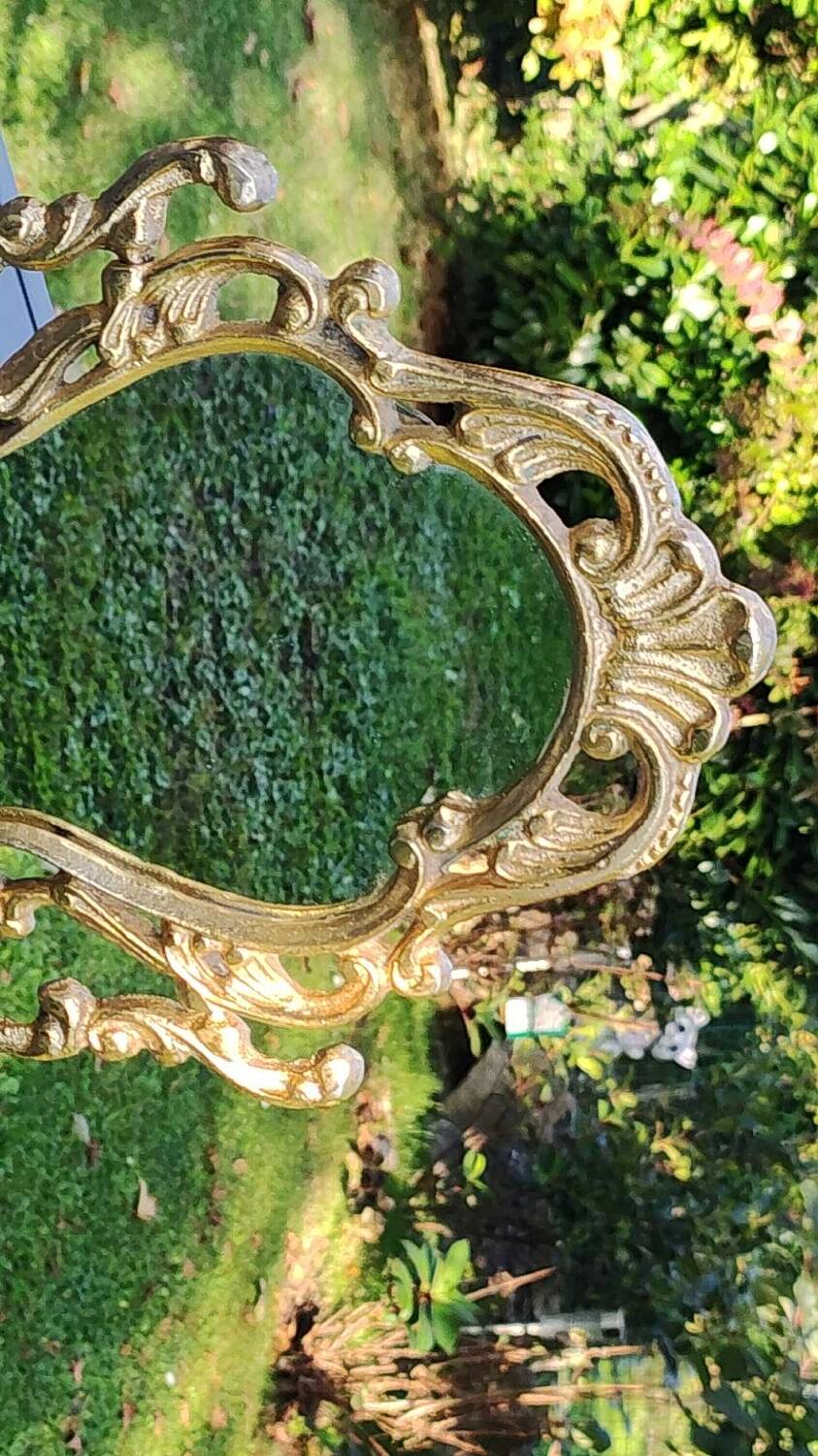 Pivoting Psyche Makeup Mirror. Baroque/Rocaille Style. Bronze. Dim 31 x 20 cm