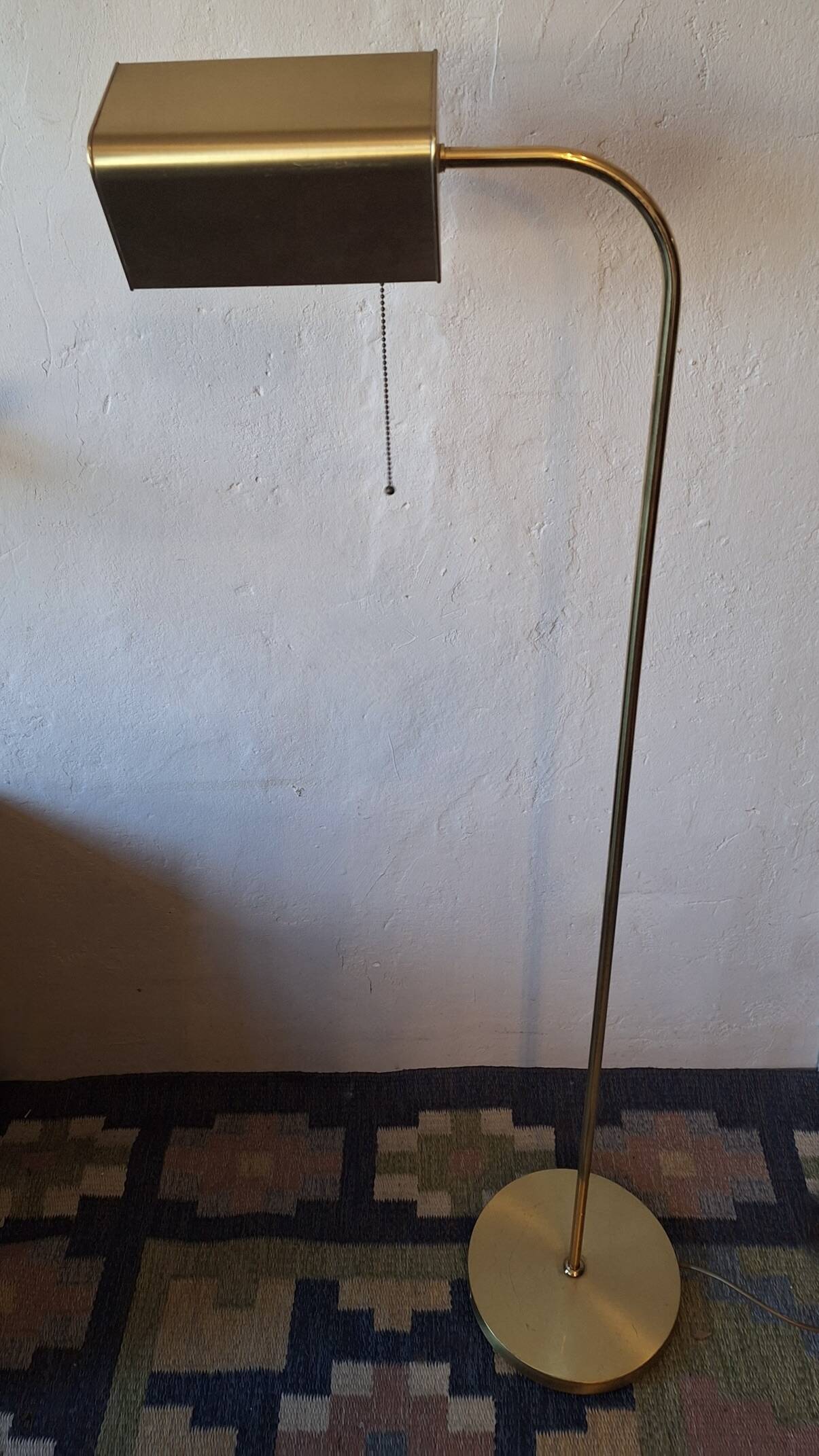 Mid century brass banker's adjustable floor lamp, 1970s