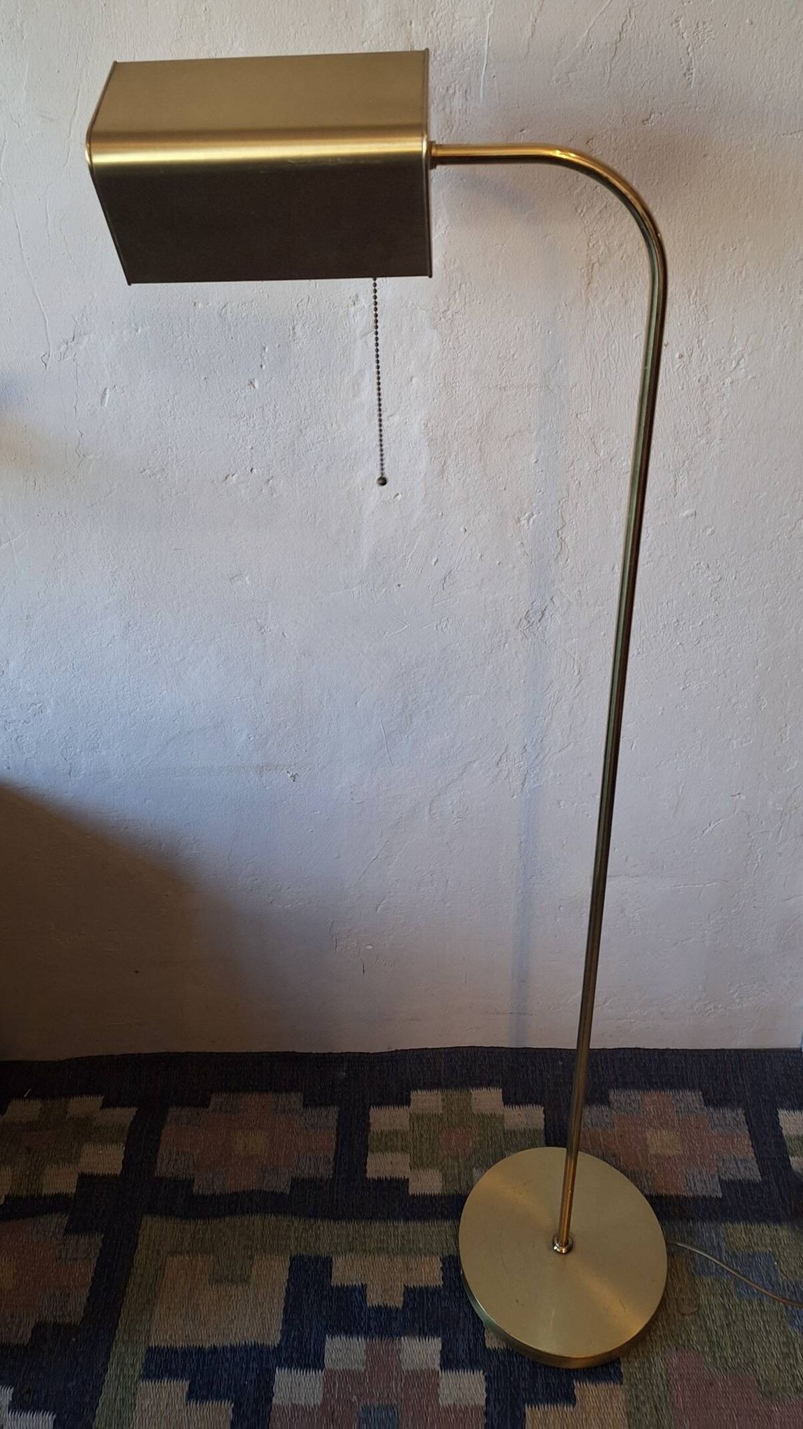 Mid century brass banker's adjustable floor lamp, 1970s