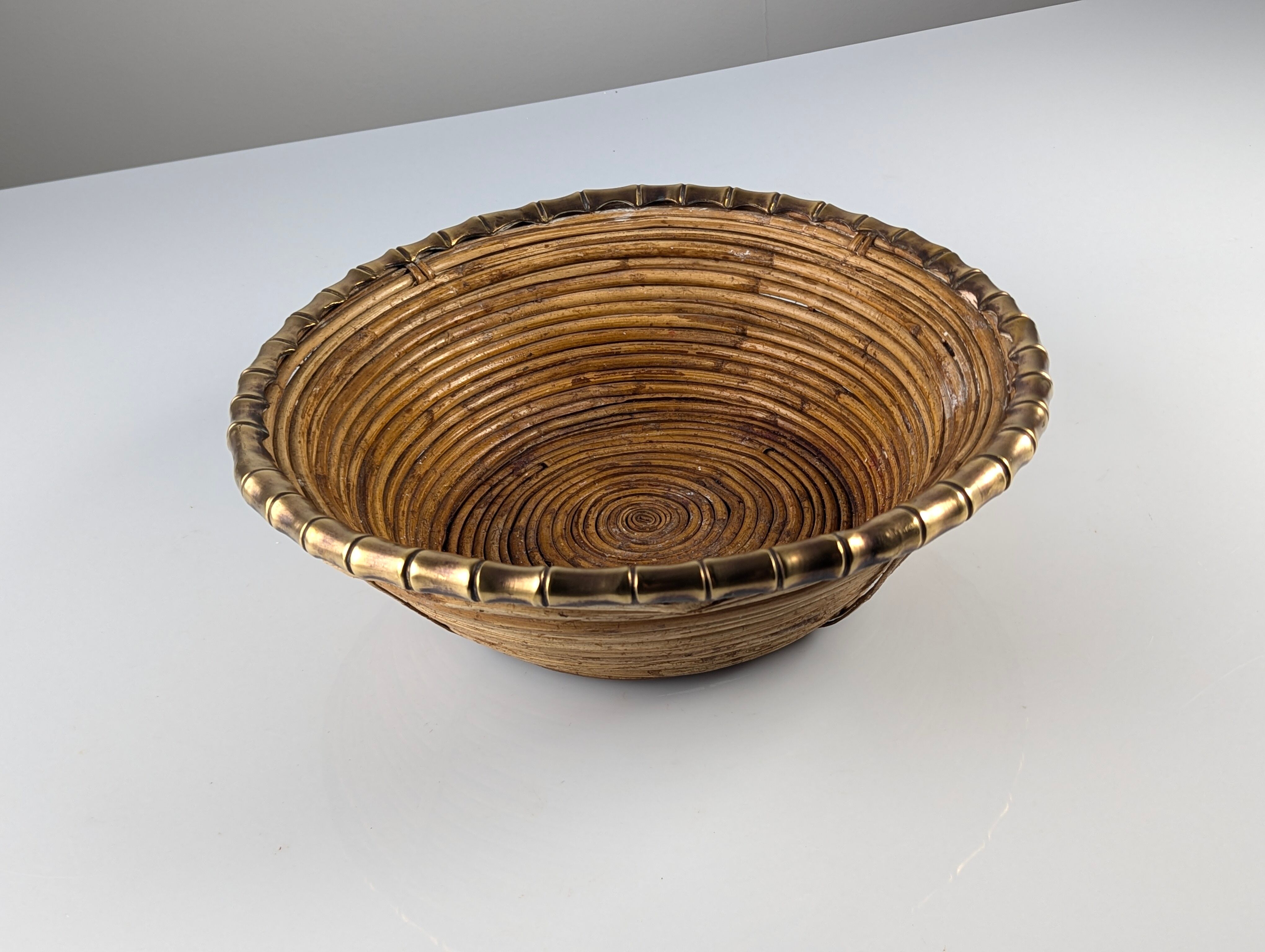 Rattan and brass centrepiece, Italy, 1970s